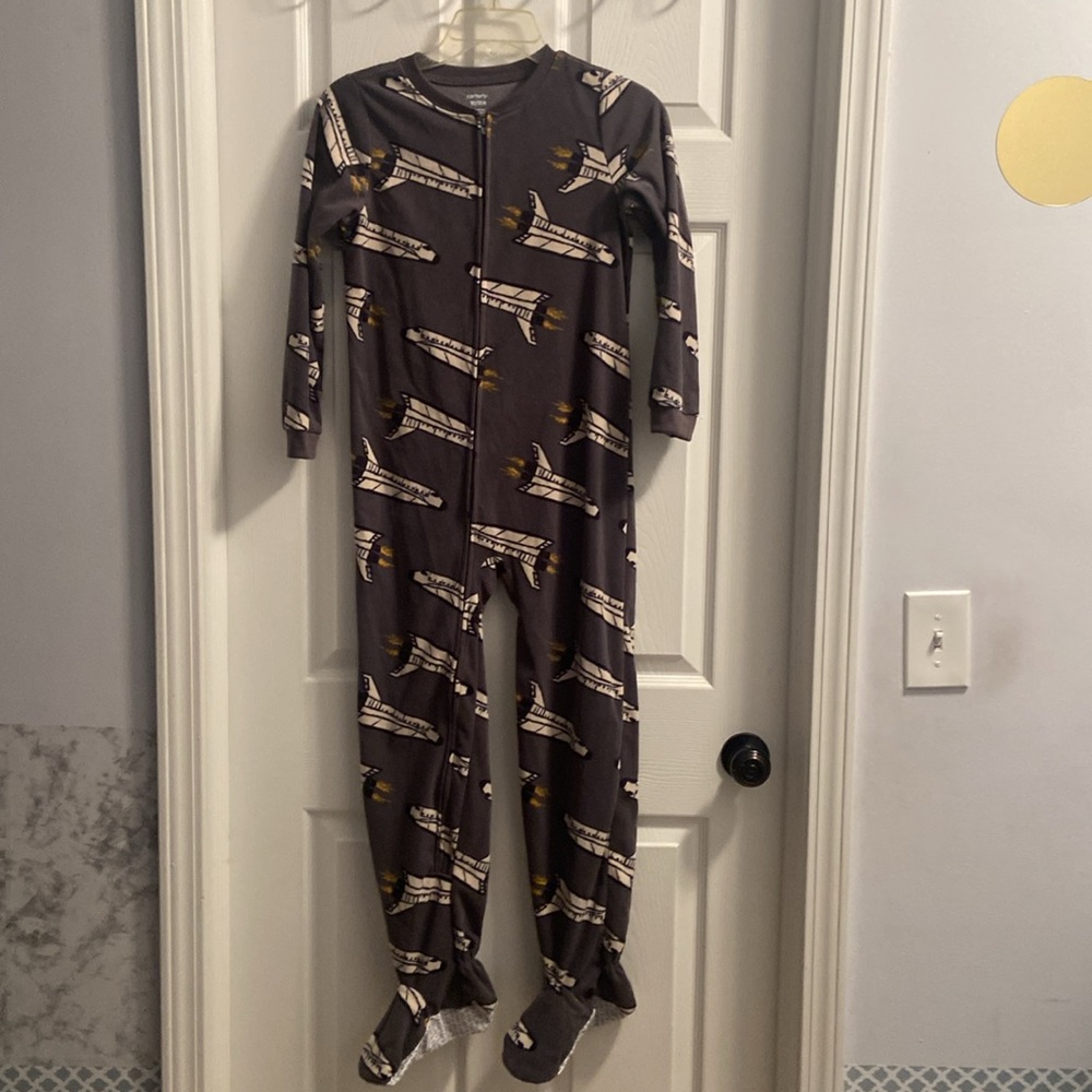 Carter’s Boy’s Onesie Zippered Rocket Pajamas Gray Size 10 New